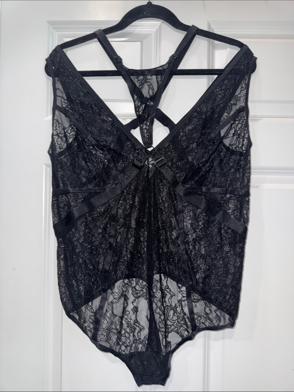 torrid Black Sheer Lace Strappy Chemise Bodysuit
